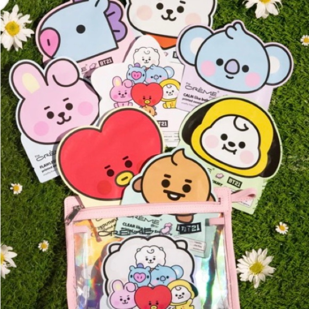 BT21 Baby Printed Sheet Mask Set with Large Travel Pouch Limited Edition NEW - Picture 8 of 14